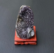 招財開運-天然原礦異象滿天星紫晶花球鎮共生方解石帶財眼