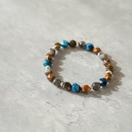 天然黃虎眼藍虎眼銀曜石星輝骨幹14KGF水晶手鏈