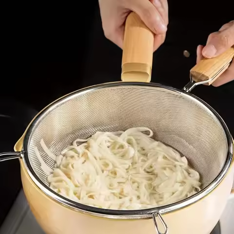 Mesh Strainer Colander with Handle Double Ear Fine Food Mesh Strainer Flour Sifter for Baking Kitche