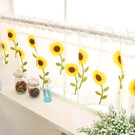 【YD】 1 Piece Rod Color Sheer Door Short Curtains Window Embroidery Half Curtain Partition Drapes