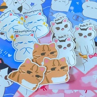 Huh cat meme water proof sticker by myaw