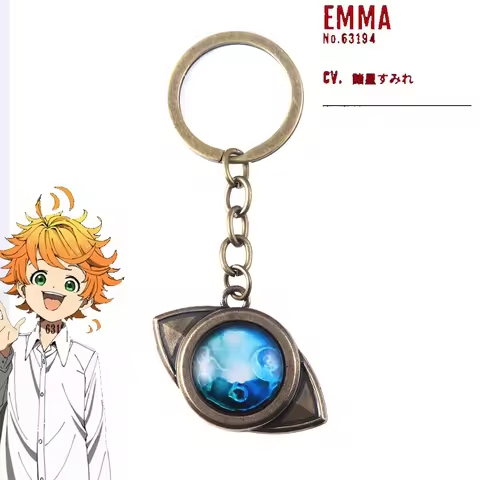 Anime The Promised Neverland Keychain Emma Amulet Eye Shape Pendant Necklace Cosplay Props For Man W