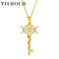 Original Witch Hekate Wheel Pendant Necklace Thai Silver Snake Key Triple Moon Goddess Chain Necklac