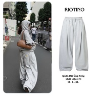 RIOTINO High Quality Unisex Felt Wide Leg Pants, Drawstring Elastic Waist, Comfortable Straight Form