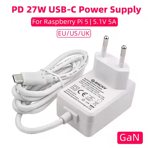 Raspberry Pi 5 5.1V 5A Power Supply PD 27W USB Type C GaN Charger EU US UK Plug Power Adapter for Ra