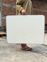 meja lipat koper portable kecil / meja makan portable / meja belajar l - white