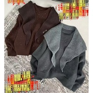 Live Style Nov25-088 Pure Color Sparkling Double-Sided Fleece Sweatshirt With Shawl