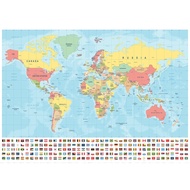 World Map Wall Sticker Large Map of The World Poster with Country Flags Room Decoration Wall Chart H