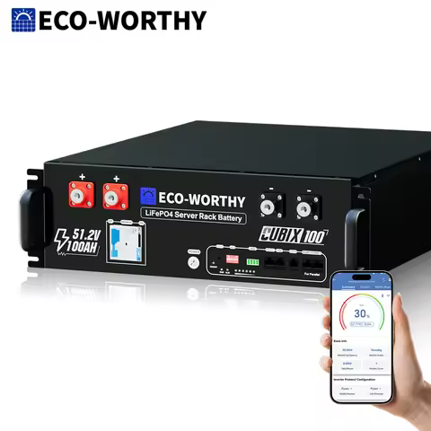 ECO-WORTHY 48V 100Ah LiFePO4 Lithium Battery W/Bluetooth | UL1973 & UL9540A & CEC Listed | 5120Wh Se