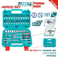 TOTAL Tools Cr-V 46 Pcs 1/4" socket set W/quick release ratchet handle 46件 ¼''套筒组 - THT141462