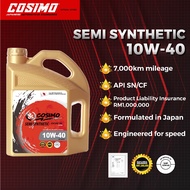 COSIMO 10W40 (4L) API SN Semi Synthetic Engine Oil Car Lubricant Minyak Hitam Enjin (Perodua,Proton,Honda,Toyota,Nissan