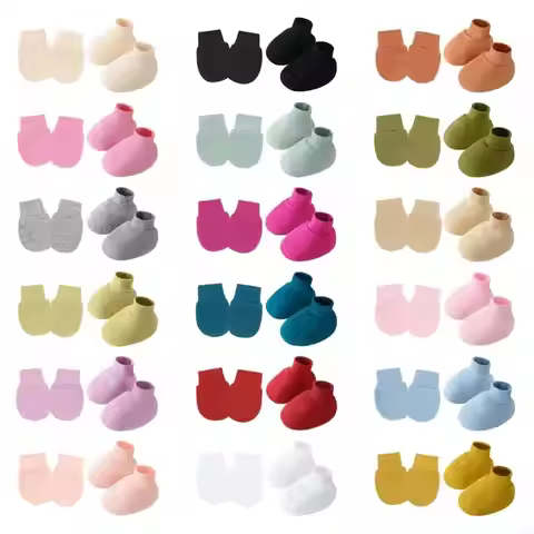 K8GF Newborns Baby Mittens and Socks Set Soft Cotton Anti Scratch for 0-6 Months