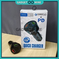 55w Quick Charger Car Charger 3in1 Power 3.0 3 Port 2 USB 1 Type C Charger