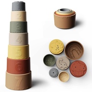 Moonkie Stacking Cups Toy, Fun Educational Baby Toys Silicone Soft Teething Toy, Age 6+ Months, 7 Pi