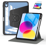 for iPad 10th Gen 10.9 inch 2022 Case, 360 Degree Rotate Stand Flip Case with Clear Hard Back Smart Cover for iPad 9th 8th 7th 6th 5th Gen,iPad Pro 11,iPad Air 5/Air 4,Mini 6