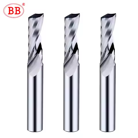 BB Single 1 Flute Spiral Carbide End Milling Cutter CNC 3D Engraving Router Bit Acrylic PVC Wood MDF