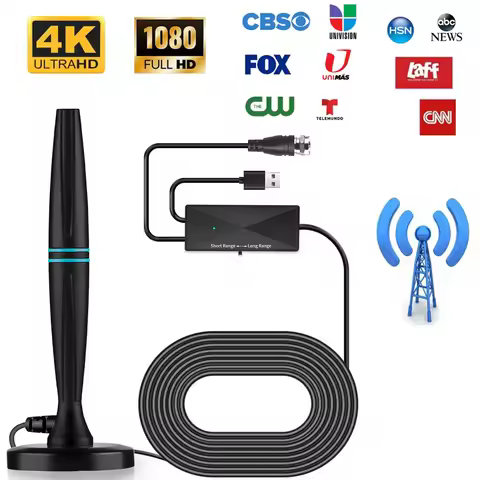 TV Antenna Indoor, Antenna for Smart TV, Support 4K 1080p with Signal Booster for Local Channels, 32