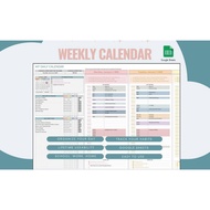 Digital Planner, Weekly Digital Planner Spreadsheet Calendar, Habit & Task Tracker