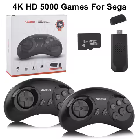16 Bit MD Retro Video Game Console For Sega Genesis Built-in 5000+ Classic Games Wireless Controller