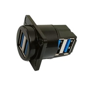 USB3.0 Dual Female Data Connector Fixed Panel Front Rear Dual-Head Straight Solder-Free Wire USB Ext