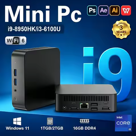 Mini PC Computer Windows 11 Intel Core I9 8950HK Mini Pc Computer Intel i3 6100 16GB DDR4 1TB 2TB SS
