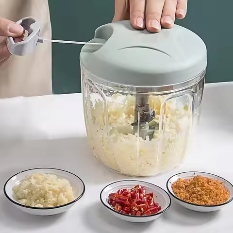 Hand Pull Rotating Food Processor Mini Manual Meat Grinder Vegetable Onion Garlic Chopper Kitchen Co