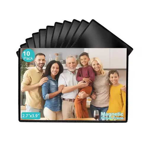 Magnetic Picture Frames with Black Border(2.7"X3.9",10 Pack),Mini Wallet Size Magnet Photo Sleeves P