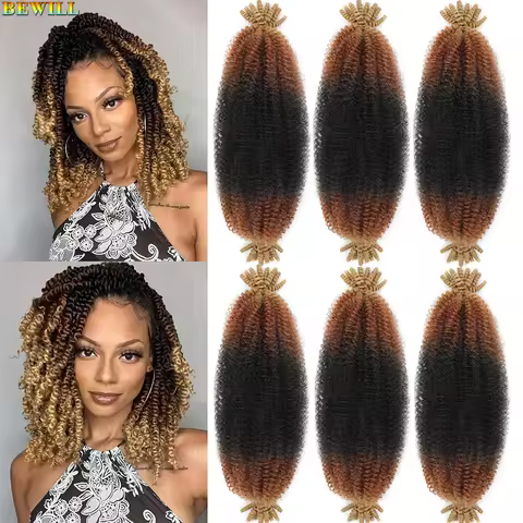 Ombre Ginger Springy Afro Twist Hair 1B 30 27 613 350 Bug Color Pre Fluffed Spring Twist Hair Marley