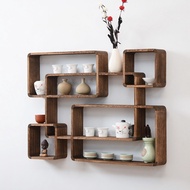 ST-🚢Cuilan Wall Shelf Solid Wood Wall-Mounted Shelf Bedroom Living Room Decoration Shelf Chinese Style Wall-Mounted Anti