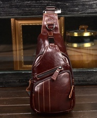 กระเป๋าคาดอกหนังหนังวัวแท้ 100 % Leather bag Chest Bag