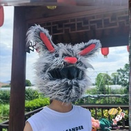 Horror Plush Rabbit Helmet Cover - Kiss Design for Cosplay