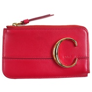 全新未使用Chloe Chloe 小號錢包，CL 拉鍊，皮革碎片收納包/零錢包，RED/粉紅色，金色五金配件，附防塵袋，西班牙製造