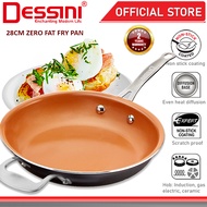 DESSINI ITALY Zero Fat 28CM Frying Pan Die Cast Aluminium Induction Non Stick Copper Pot Bowl Pan Co