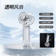 全城熱賣 - 【透明冰敷】創意迷你渦輪手持風扇 半導體製冷便攜USB風扇 靜音強風降溫 三檔調節冰敷風扇 爆款夏日神器 規格：透明白色普通款 1入