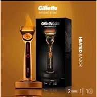 Gillette LABS Heated Razor Blade Shaver 1 Handle + Wireless Charging Dock + 2 Refill Blades with War