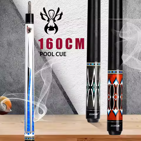ZOKUE Russian Billiard Cue Stick with 12.75mm Maple Shaft 160cm Length and 3/8*8 Joint for Professio