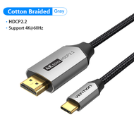 Vention ประเภท C เพื่อสาย HDMI สายฟ้า4K 60Hz 3 2.2สายวิดีโอกับโทรศัพท์เพื่อ Tv HDMI สาย HDMI สายสำหร