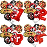 9pcs Casino Theme Party Balloons Playing Cards Number Balloons Casino Dice Balloons Birthday Las Veg