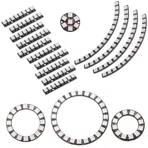 WS2812B 5050 RGB LED Ring 7 / 8 / 12 / 16 / 24 / 60 Bits Lamp Light with Integrated Drivers WS2812 f