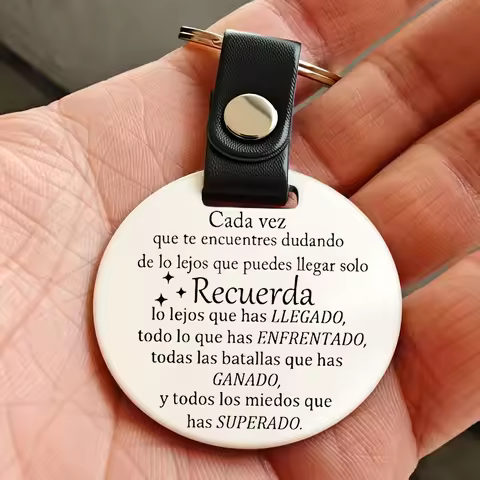 Unisex Stainless Steel Keychain with Inspirational Spanish Quote - Encouragement Pendant for Bags an