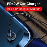 [SG FREE ] 68W Dual USB Type C Car Charger Metal Auto PD Charger Adapter Fast Charging USB C Charger