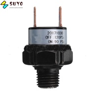 SUYO Air Pressure Switch, 1/4 Inch NPT 90 to 120 PSI Thread Extension, Durable Pressure Exchange 24V and 12V Black Air Compressor Train