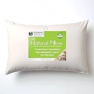 Natural Kapok Pillow (Queen Size, Medium Fill) with Organic Cotton Cover, Soft, Adjustable Loft, Zippered Removable Cover, Cooling for Comfort