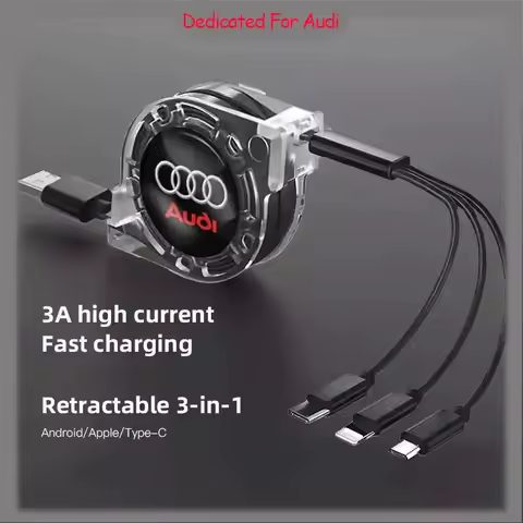 3 In 1 Micro USB Type C Charging Cable Multi Charger For Audi Sline A4 TT A6 A3 A8 Q3 Q5 Q7 Q8 A5 A6