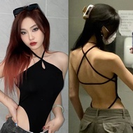 Women Jumpsuit Top Sleeveless Hollow Backless Cross Korean Style Casual Simple