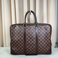 LV路易威登棕色棋盤格手提商務公文包 97新
