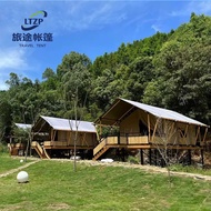Khemah hotel di kawasan perkhemahan luar, pelindung matahari, resort besar gaya nomad, glamping mewa
