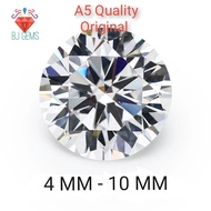 A5 Quality 4mm / 5mm / 6mm - 12 MM Perbutir Permata Diamond Cubic Zirconia Round White Color