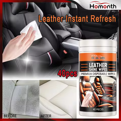 40pcs Auto Leather Cleaning Wipes Pre-Moistened Interior Cleaner for Car Seat Dashboard Vinyl Plasti