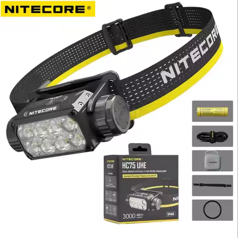 Nitecore HC75 UHE Headlight 3000Lumen Lantern USB-C Rechargeable LED Headlamp E-focus Work Light Bui